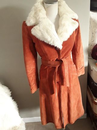 Vintage + Burnt Orange Suede Penny Lane Coat