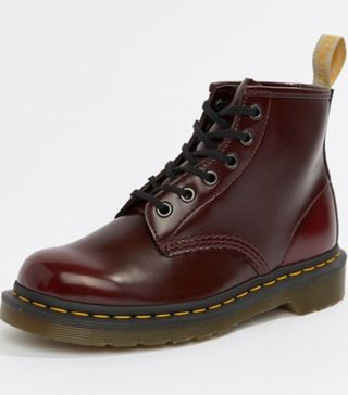 Dr Martens + Vegan 1460 Red Chrome Flat Ankle Boots