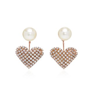 Jennifer Behr + Pearl and Swarovski Crystal Drop Earrings
