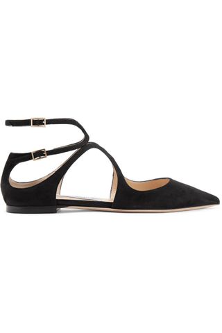 Jimmy Choo + Lancer Suede Point-Toe Flats