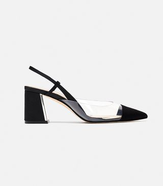 Zara + Heeled Slingback Vinyl Shoes