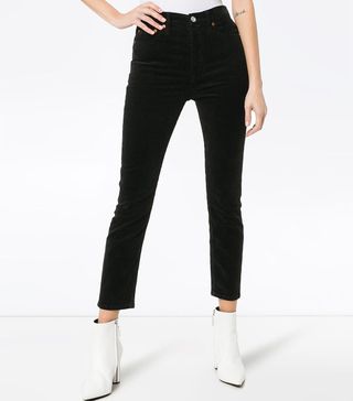 Re/Done Originals + High Rise Ankle Crop Corduroy Trousers