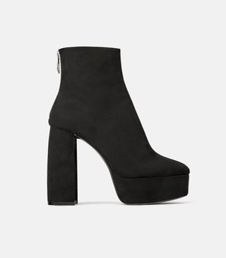 Zara + Platform Heeled Ankle Boots