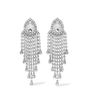 Alessandra Rich + Silver-Tone Crystal Clip Earrings