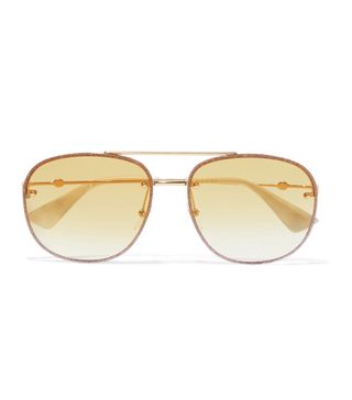 Gucci + Aviator-Style Gold-Tone Sunglasses