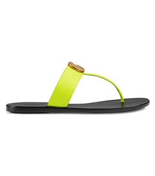 Gucci + Marmont Leather Thong Sandals