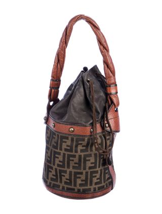 Fendi + Zucca Leather-Trimmed Bucket Bag