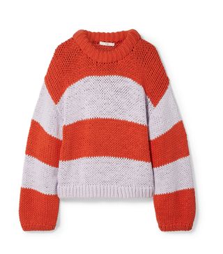 Tibi + Oversized Striped Cotton-Blend Sweater