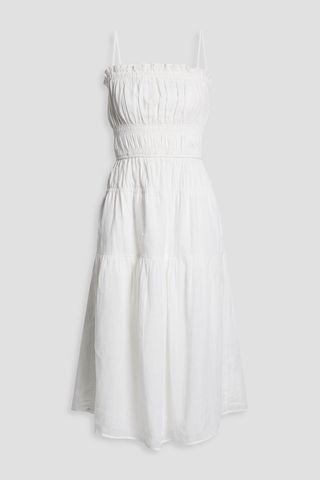 Frame + Shirred Ramie-Gauze Midi Dress