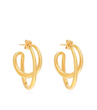 Charlotte Chesnais + Initial Gold-Vermeil Hoop Earrings