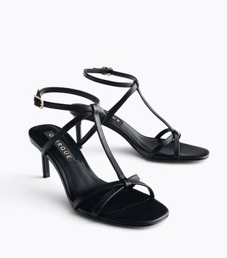 Uterqüe + Leather Strap Mid-Heel Sandals