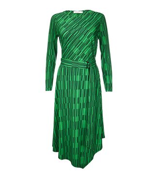 Finery + Jodi Green Striped Asymmetric Dress