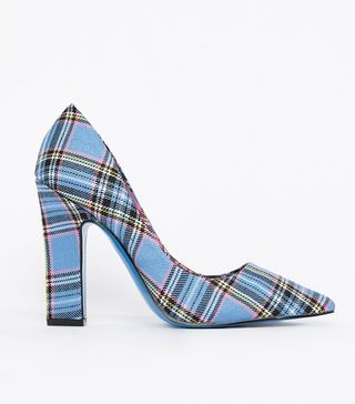 River Island + Court Shoes In Blue Check