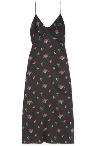 Bernadette + Floral-Print Stretch-Silk Satin Midi Dress