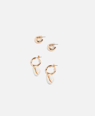 Zara + Pack of Earrings with Shells