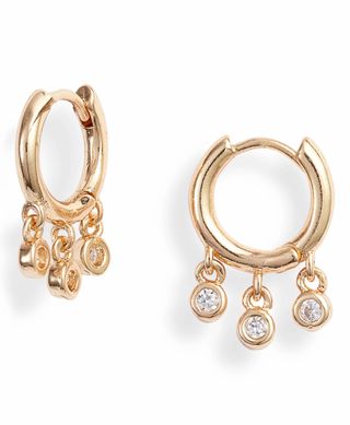 Treasure & Bond + Crystal Drop Huggie Hoop Earrings