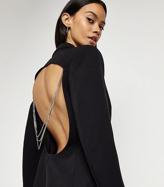 River Island + Black Cut Out Embellished Mini Blazer Dress