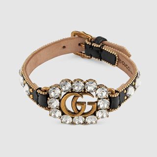 Gucci + Leather Bracelet With Double G