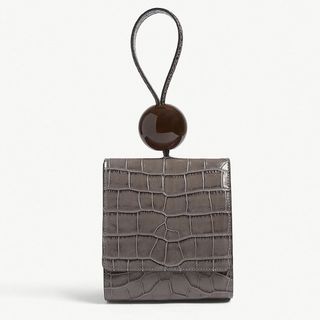 By Far + Ball Croc-Embossed Leather Tote