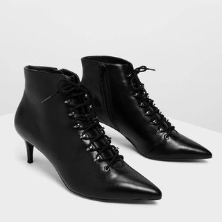 Charles & Keith + Speed Lacing Detail Pointed Boots