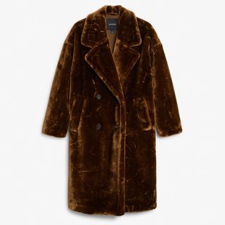 Monki + Long Faux-Fur Coat