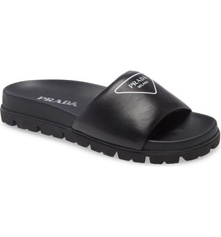 Prada + Logo Slide Sandals