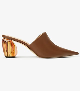 Zara + Geometric Heel Leather Mules