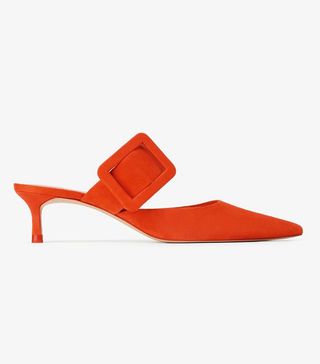 Zara + Leather Heeled Mules With Maxi Buckle Detail