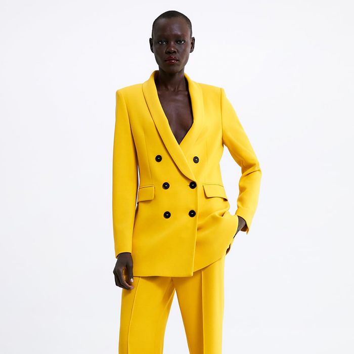 Zara yellow cheap pant suit