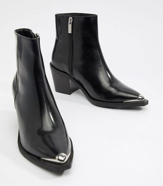 ASOS Design + Razer Leather Western Ankle Boots