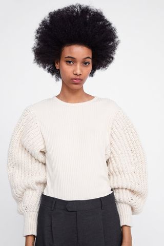 Zara + Chunky Knit Contrasting Sweatshirt