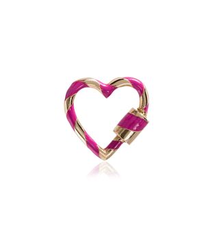 Marlo Aaron + Pink Heart Lock 14K Gold Charm