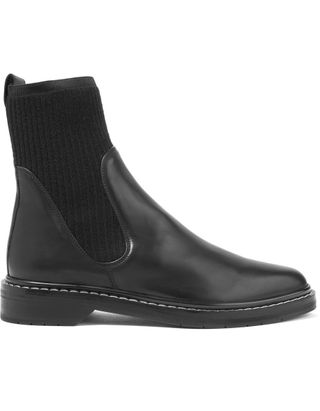 The Row + Fara Ribbed Cashmere-Paneled Leather Chelsea Boots