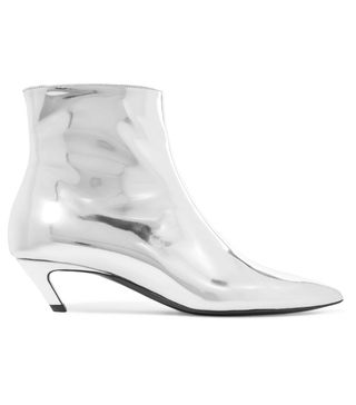 Balenciaga + Talon Slash Mirrored-Leather Ankle Boots