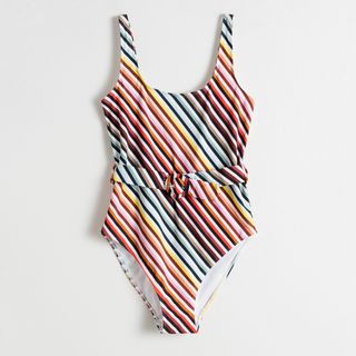 & Other Stories + Belted Rainbow Stripe Swimsuit