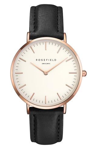 Rosefield + Bowery Leather Strap Watch