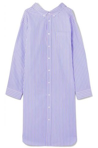 Balenciaga + Oversized Striped Cotton-Poplin Shirt Dress