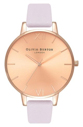 Olivia Burton + Sunray Leather Strap Watch