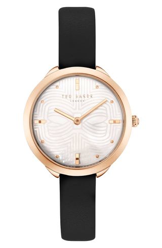 Ted Baker + Elena Leather Strap Watch