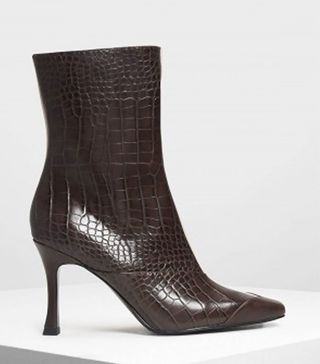 Charles & Keith + Dual Texture Ankle Boots