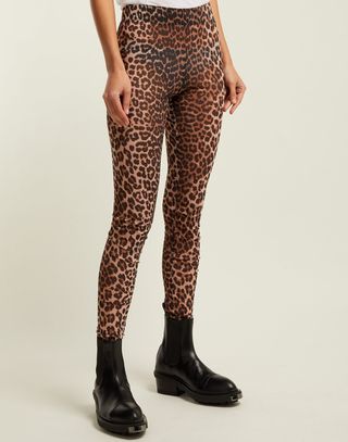 Ganni + Tilden Leopard-Print Mesh Leggings