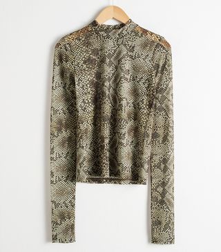 & Other Stories + Snake-Print Mesh Top