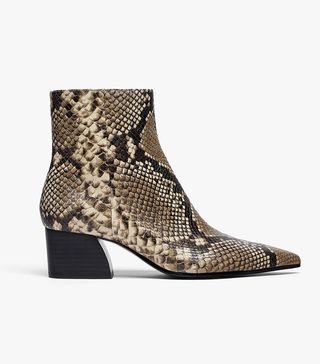 Uterqüe + Wide Heel Snake Print Ankle Boots