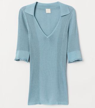 H&M + Rib-Knit Top With a Collar