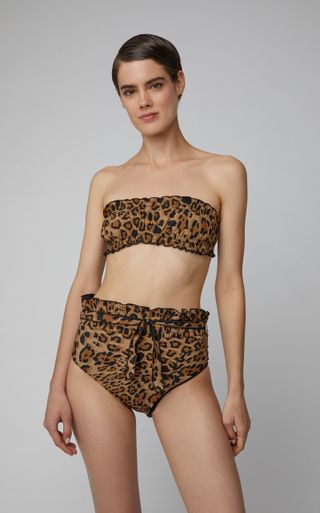 Karla Colletto + Lanai Reversible Leopard-Print Bandeau Bikini Top