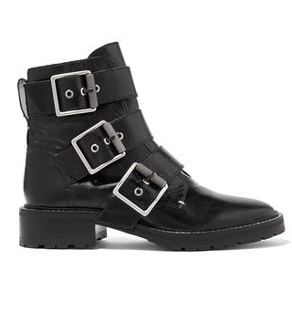 Rag & Bone + Cannon Buckled Glossed-Leather Ankle Boots