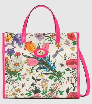 Gucci + Medium Flora Tote Bag Fuchsia