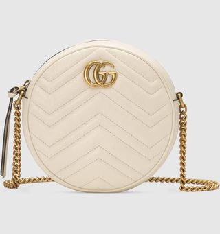 Gucci + GG Marmont Mini Round Shoulder Bag White