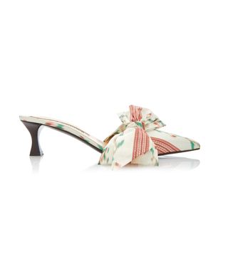 Tabitha Simmons for Brock Collection + Bow-Embellished Printed Satin Mules