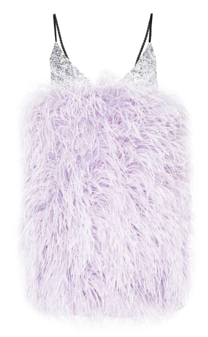 Attico + Sequin-Embellished Feather Mini Dress